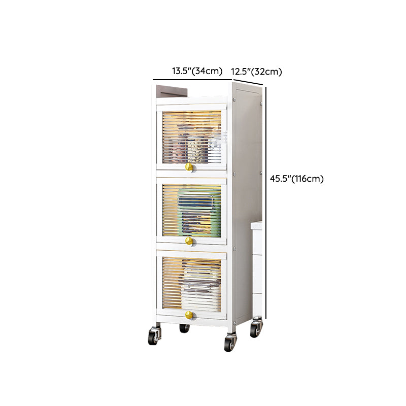 white Metallic Buffet Sideboard 12.6-inch wide Dining Server with wheels