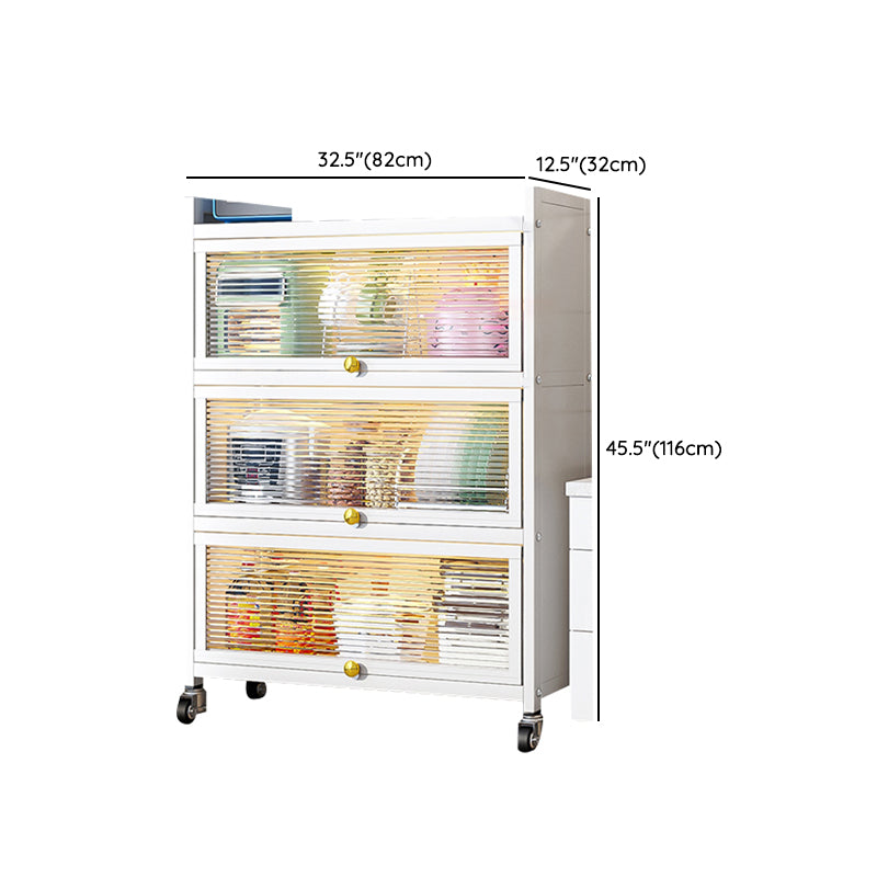 white Metallic Buffet Sideboard 12.6-inch wide Dining Server with wheels