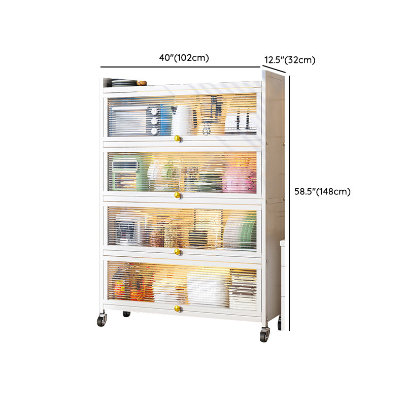 white Metallic Buffet Sideboard 12.6-inch wide Dining Server with wheels