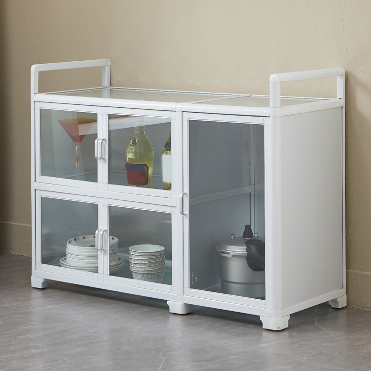 Contemporary Metal Sideboard Glass Buffet Table for Living Room