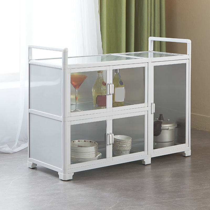 Contemporary Metal Sideboard Glass Buffet Table for Living Room