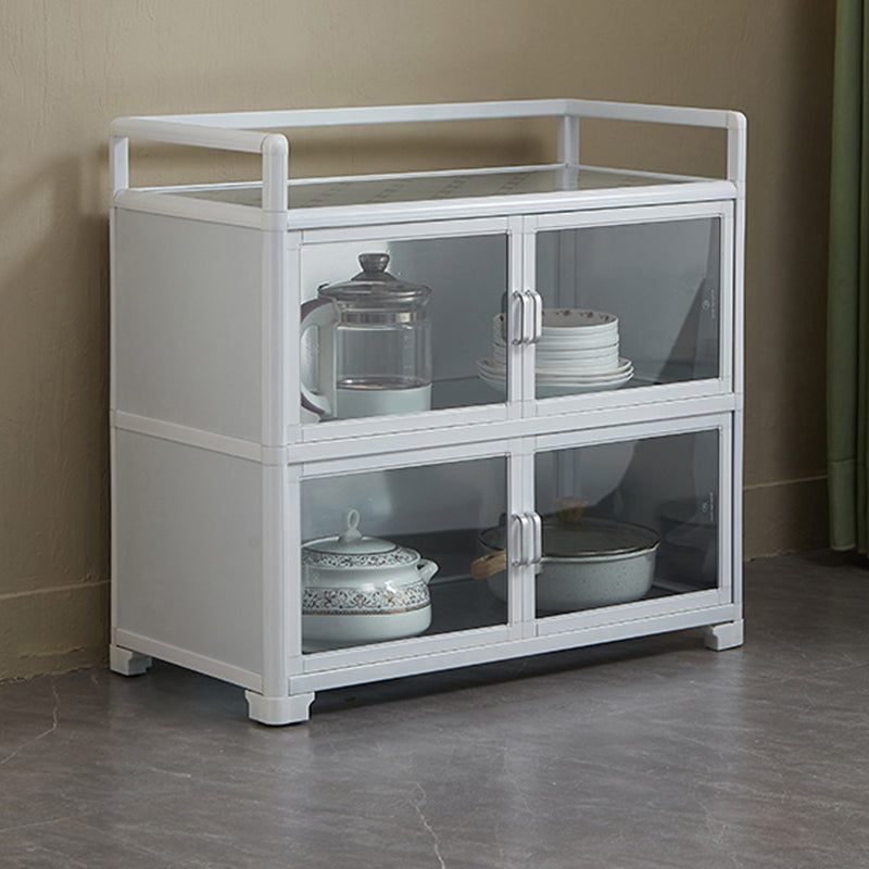 Contemporary Metal Sideboard Glass Buffet Table for Living Room