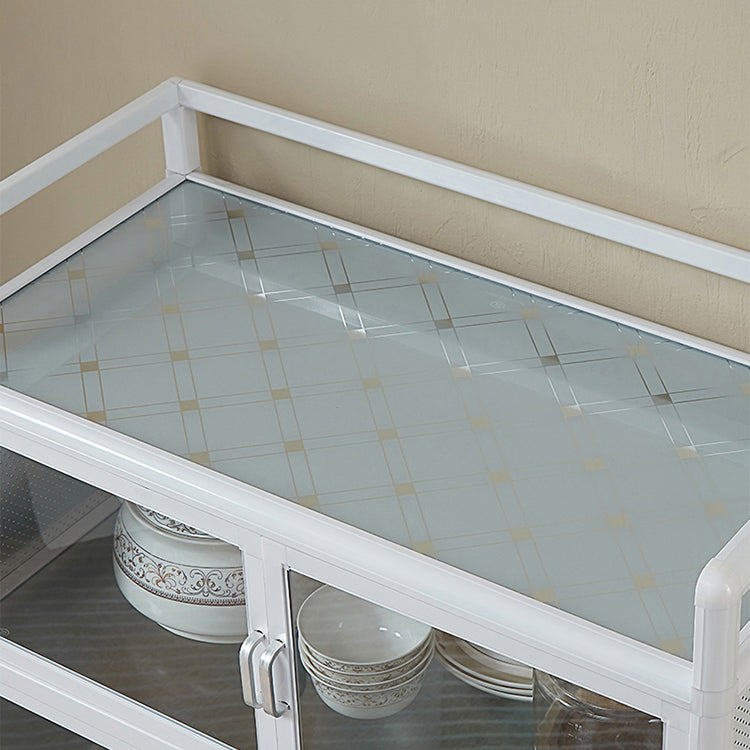 Contemporary Metal Sideboard Glass Buffet Table for Living Room