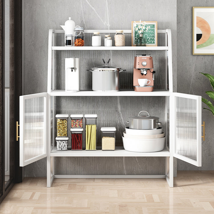 Glam Glass Doors Sideboard Cabinet Dining Room Metallic Credenza