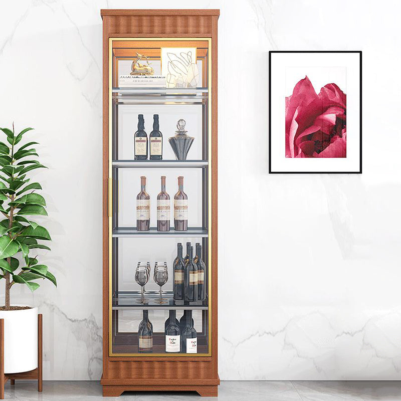Contemporary Style Solid Wood Floor Wine Bottle Holder with Storage Shelves