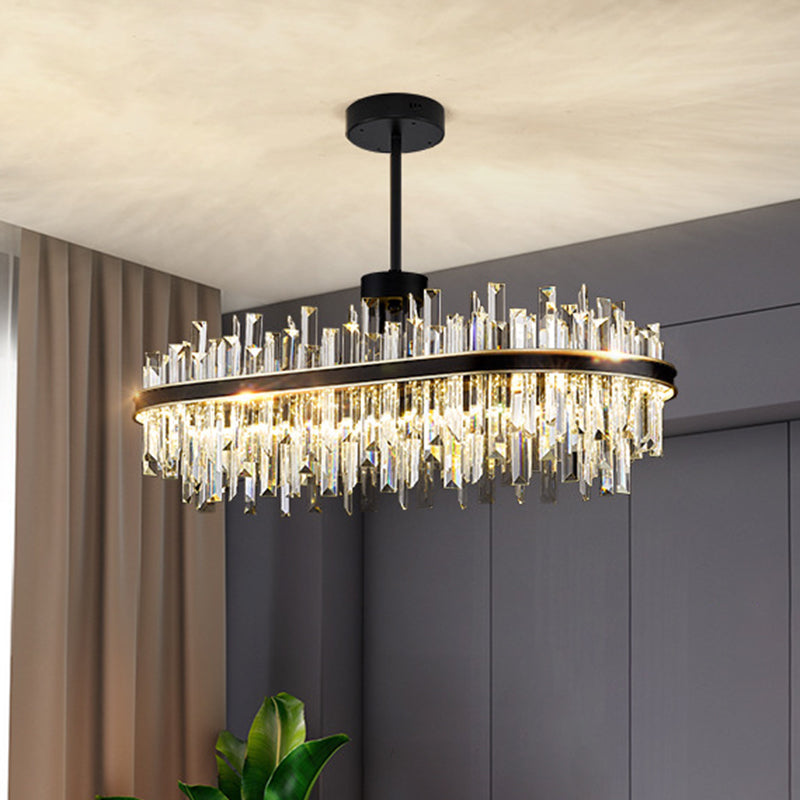 Metal Contemporary Pendant Light with Crystal Shade for Living Room