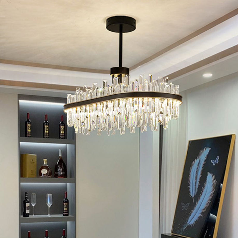 Metal Contemporary Pendant Light with Crystal Shade for Living Room