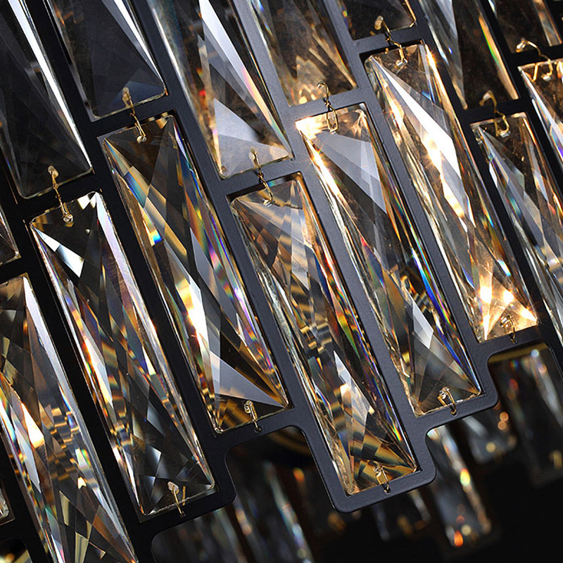Contemporary Metal Pendant Light with Crystal Shade for Living Room