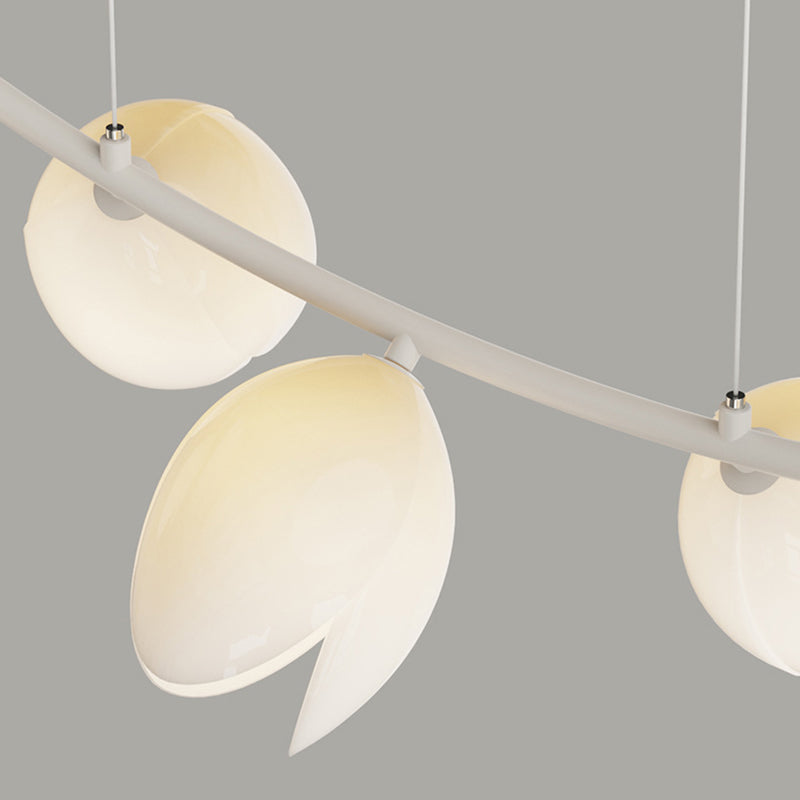 5-Light Green/White Finish Modernism Shaded Statement Kitchen Island Light
