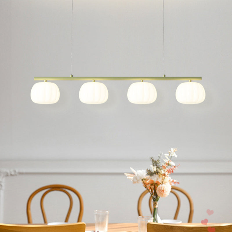 4-Light Green/White Finish Modernism Shaded Statement Kitchen Island Light