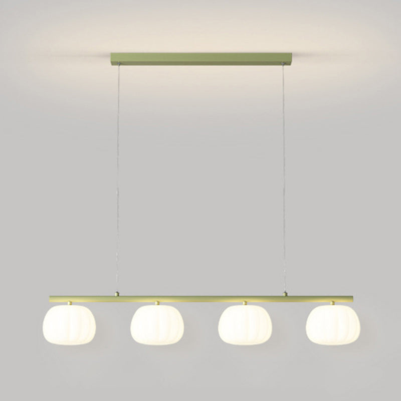 4-Light Green/White Finish Modernism Shaded Statement Kitchen Island Light