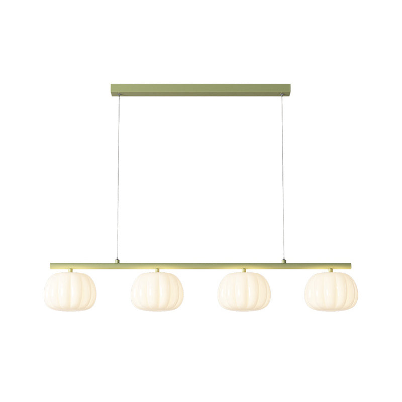 4-Light Green/White Finish Modernism Shaded Statement Kitchen Island Light