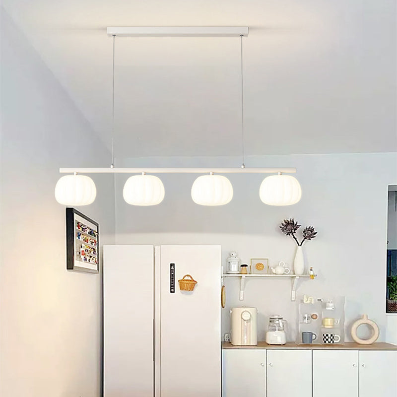 4-Light Green/White Finish Modernism Shaded Statement Kitchen Island Light