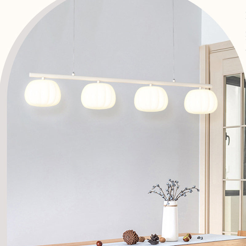 4-Light Green/White Finish Modernism Shaded Statement Kitchen Island Light