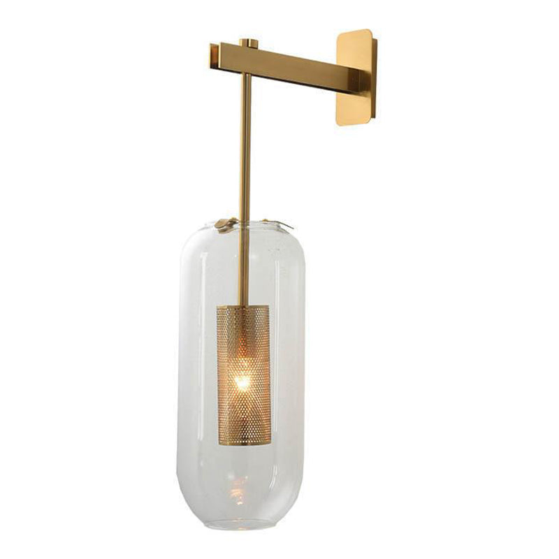 Contemporary Circle Shape Wall Light with Glass Shade for Living Room