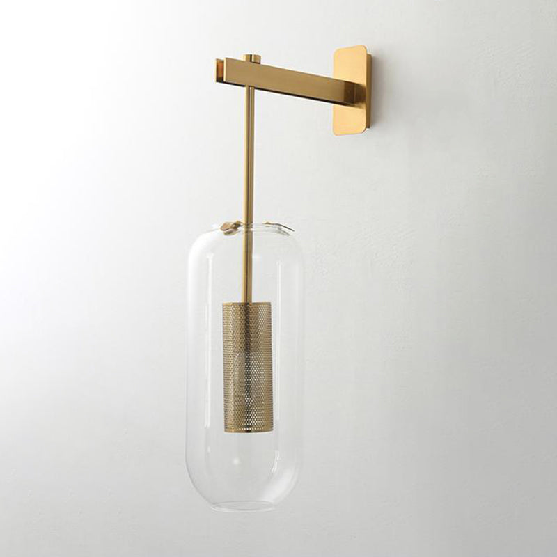 Contemporary Circle Shape Wall Light with Glass Shade for Living Room