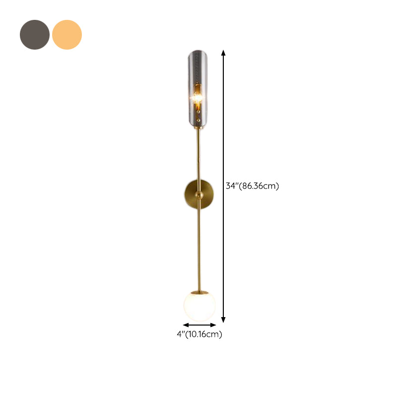Contemporary Ball Shape Wall Light with Glass Shade for Living Room