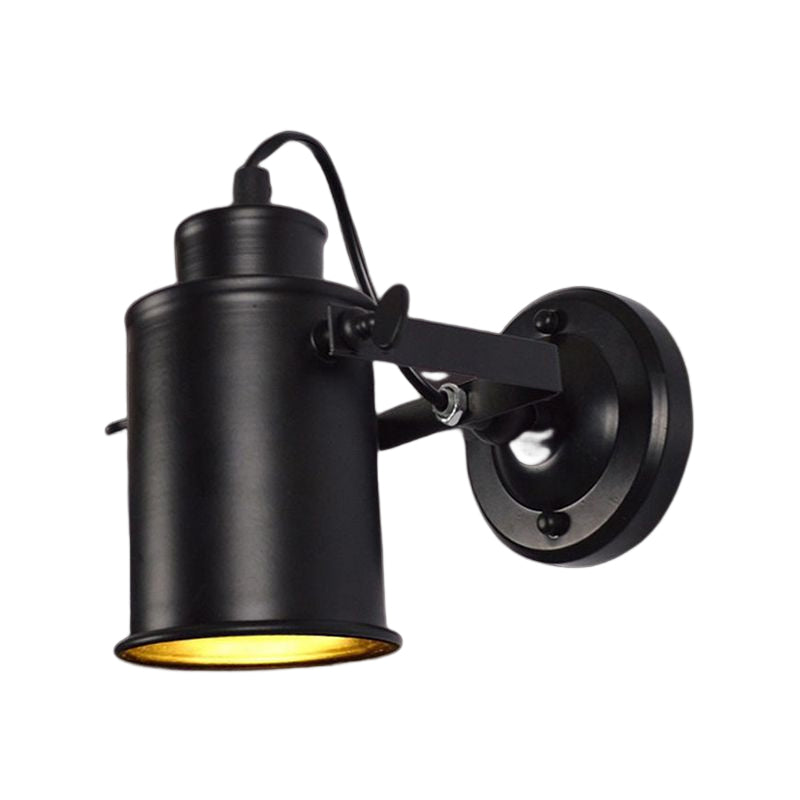 1 Light Geometric Industrial Metal Wall Lighting Fixtures in Black