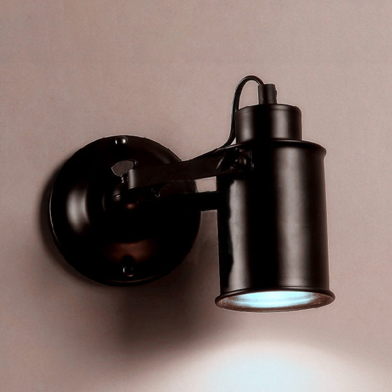 1 Light Geometric Industrial Metal Wall Lighting Fixtures in Black