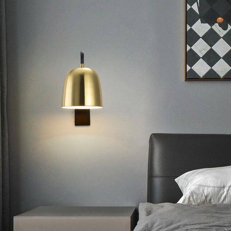 Contemporary Dome Metal 1 Light Wall Mounted Lights in Black and Gold