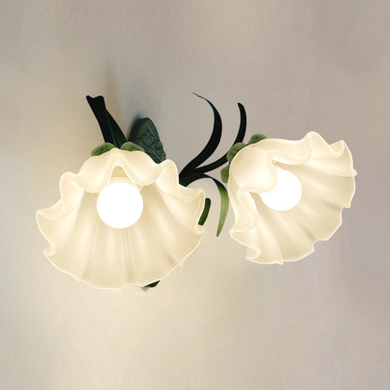 1/2-Light Contemporary Green Glass Shaded Metallic Wall Mounted for Bedroom