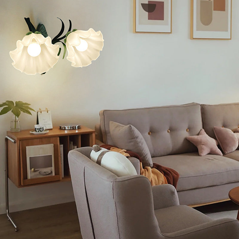 1/2-Light Contemporary Green Glass Shaded Metallic Wall Mounted for Bedroom