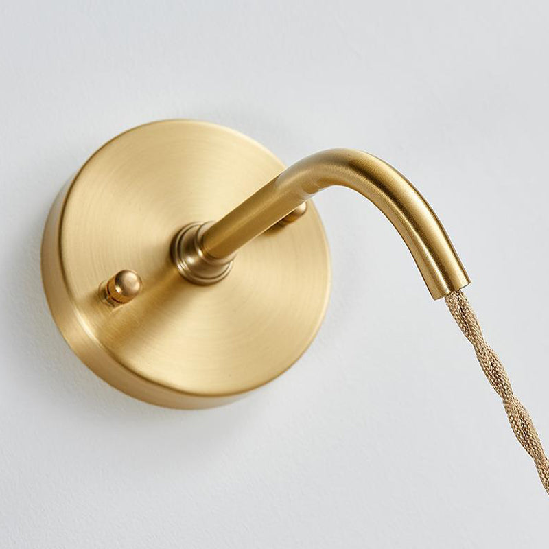 Single Contemporary Golden Glass Shaded Metallic Wall Mounted for Bedroom