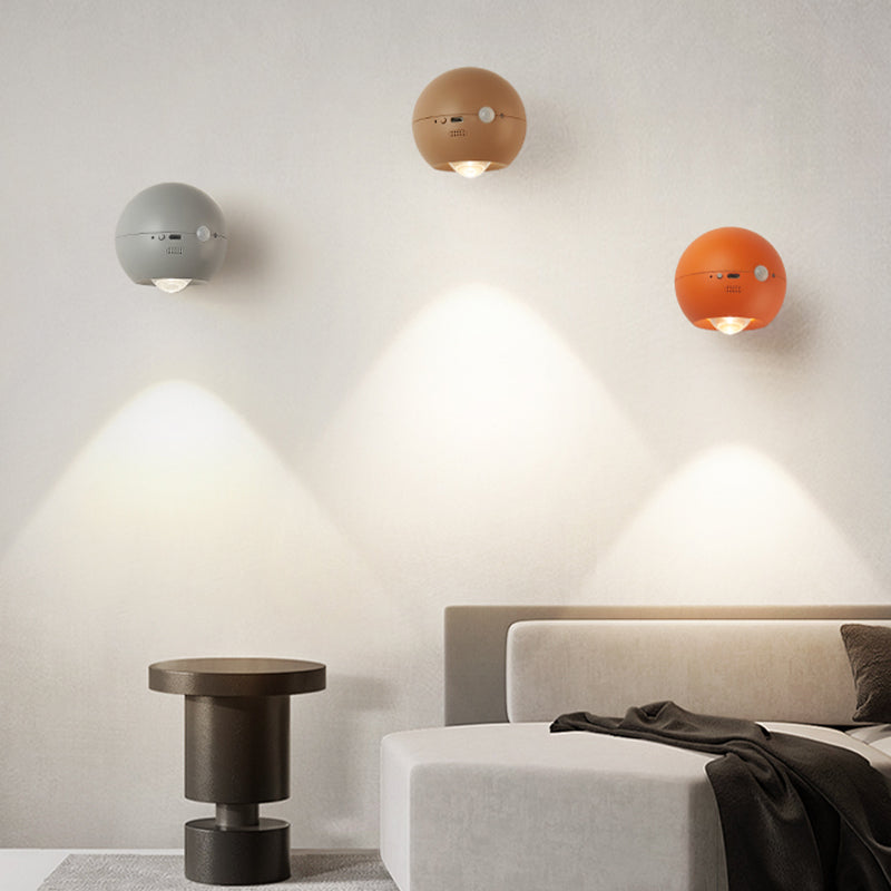 Contemporary Metal Ball Shape Wall Light with Plastic Shade for Living Room