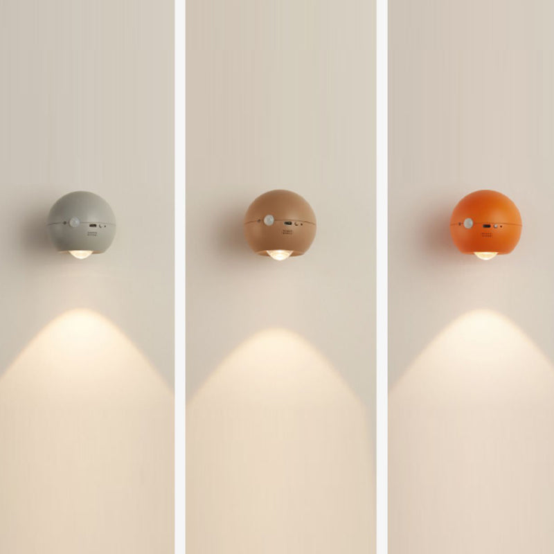 Contemporary Metal Ball Shape Wall Light with Plastic Shade for Living Room