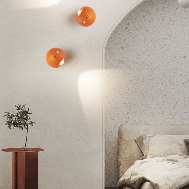 Contemporary Metal Ball Shape Wall Light with Plastic Shade for Living Room