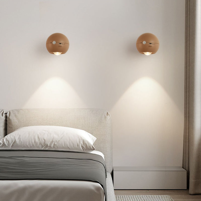 Contemporary Metal Ball Shape Wall Light with Plastic Shade for Living Room