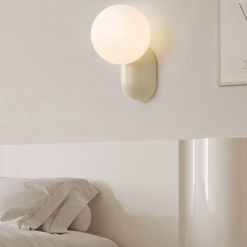 Single Contemporary White Glass Shaded Metallic Wall Mounted for Bedroom