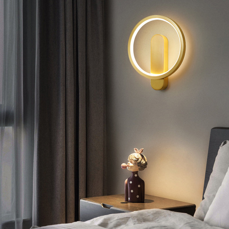 Circular Wall Light Fixture Modern Metal 1 Light for Bedroom