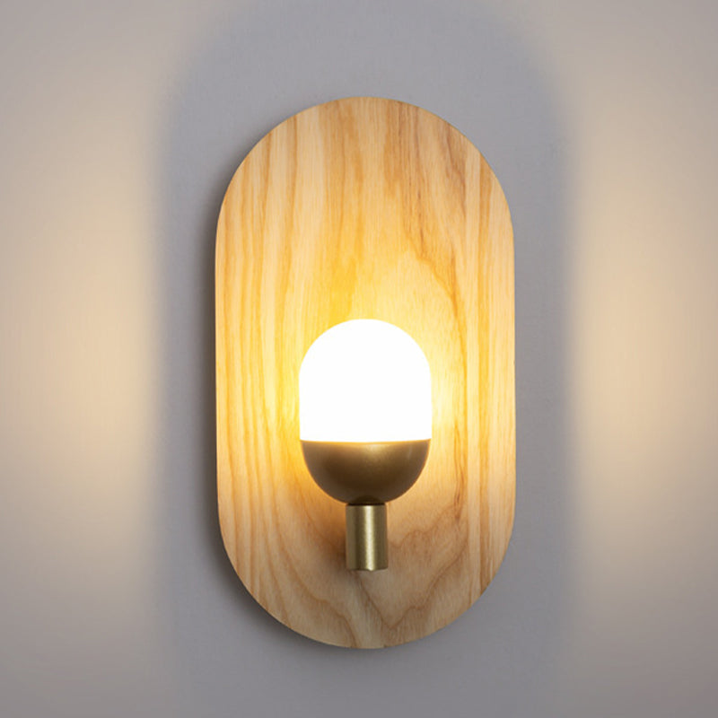 Single Contemporary Beige Metallic Shaded Wooden Wall Mounted for Foyer