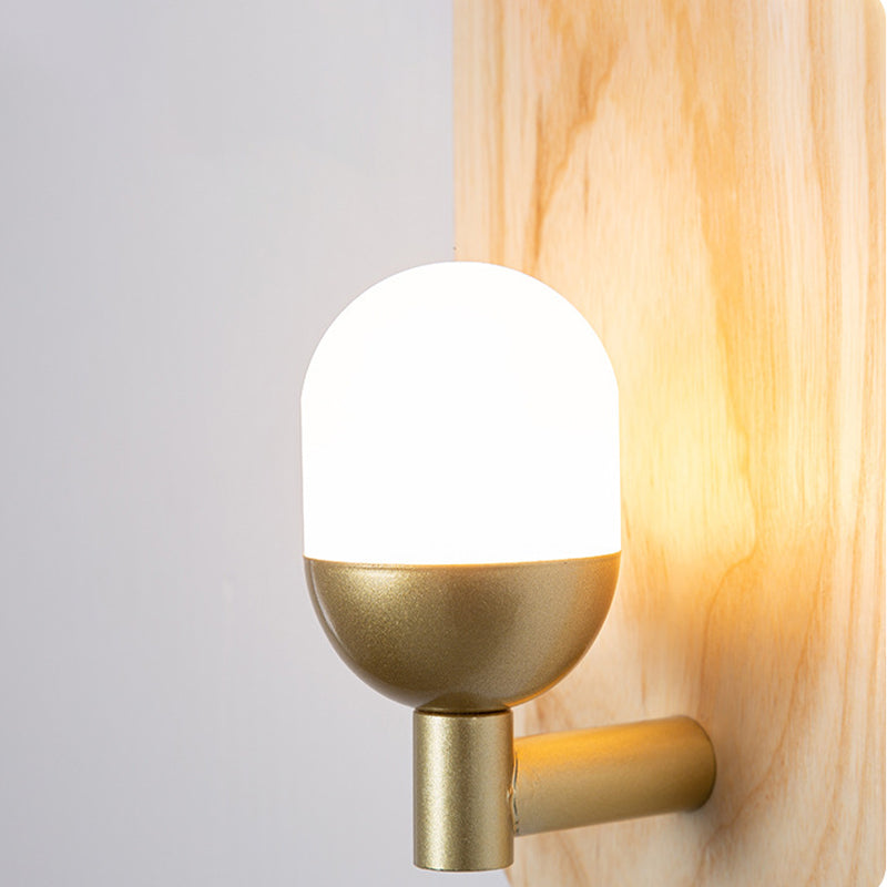 Single Contemporary Beige Metallic Shaded Wooden Wall Mounted for Foyer