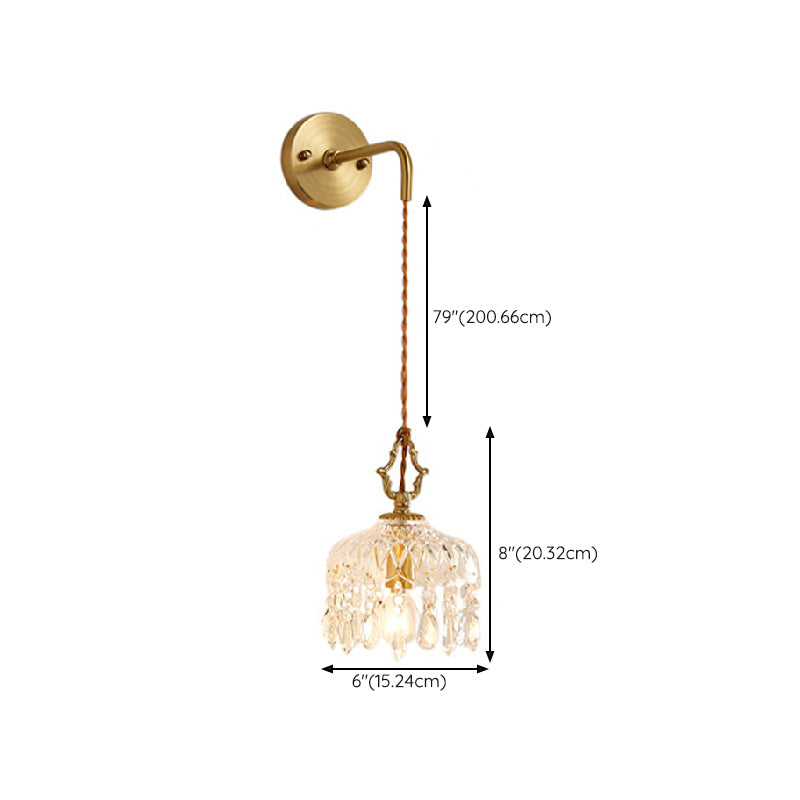Contemporary Golden Wall Light Fixture with Glass Shade for Sitting Room