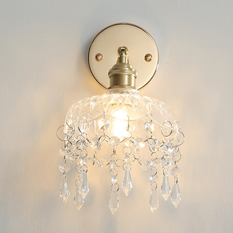 Postmodern Minimalist Golden Wall Light Sconce with Crystal for Washroom