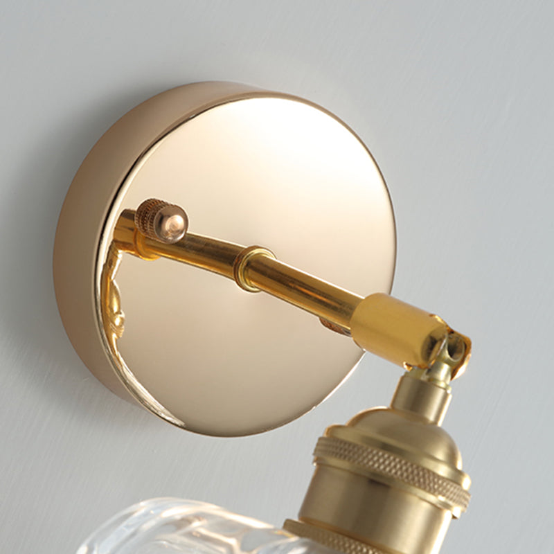 Postmodern Minimalist Golden Wall Light Sconce with Crystal for Washroom