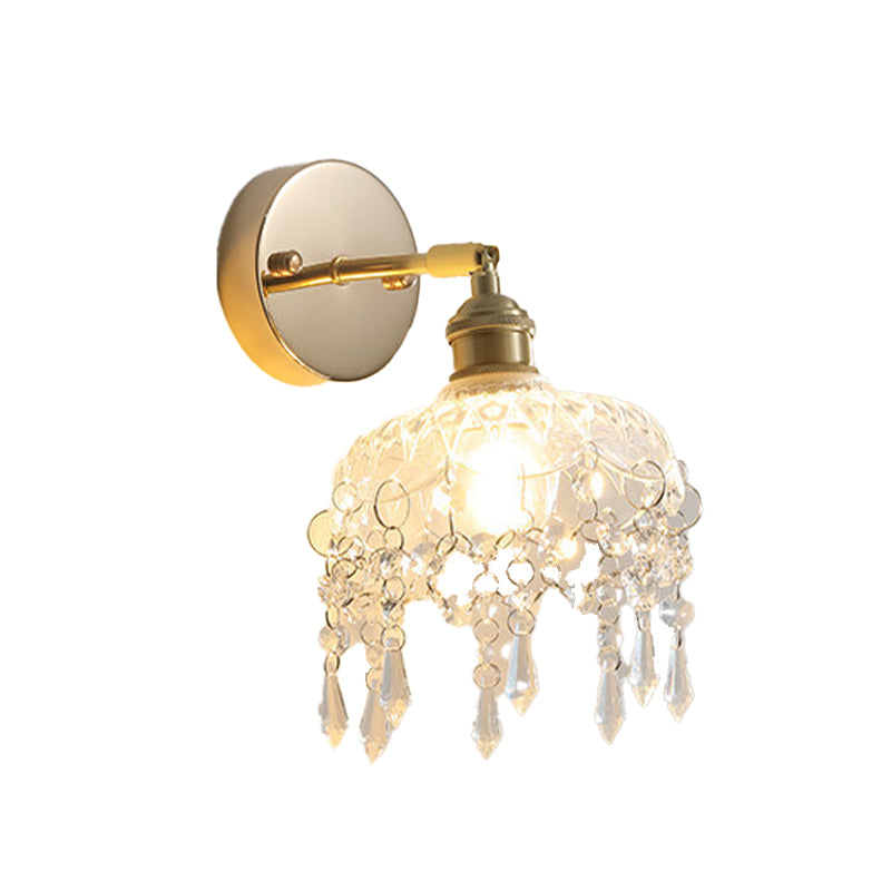 Postmodern Minimalist Golden Wall Light Sconce with Crystal for Washroom
