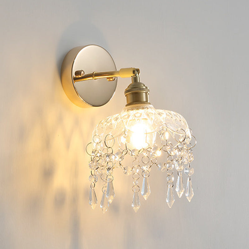 Postmodern Minimalist Golden Wall Light Sconce with Crystal for Washroom