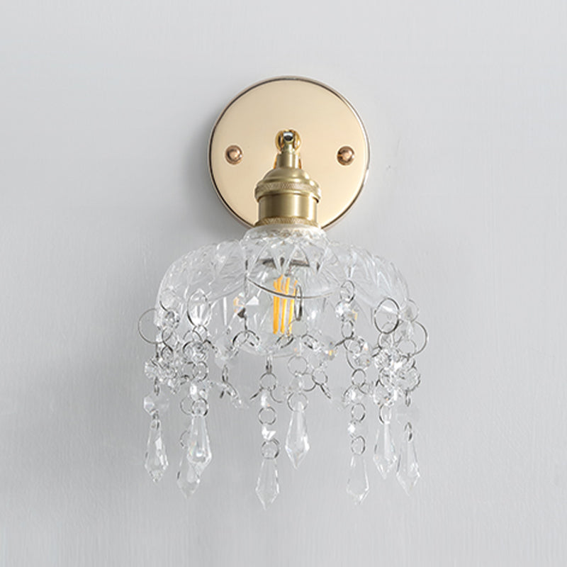 Postmodern Minimalist Golden Wall Light Sconce with Crystal for Washroom