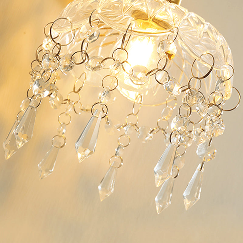 Postmodern Minimalist Golden Wall Light Sconce with Crystal for Washroom