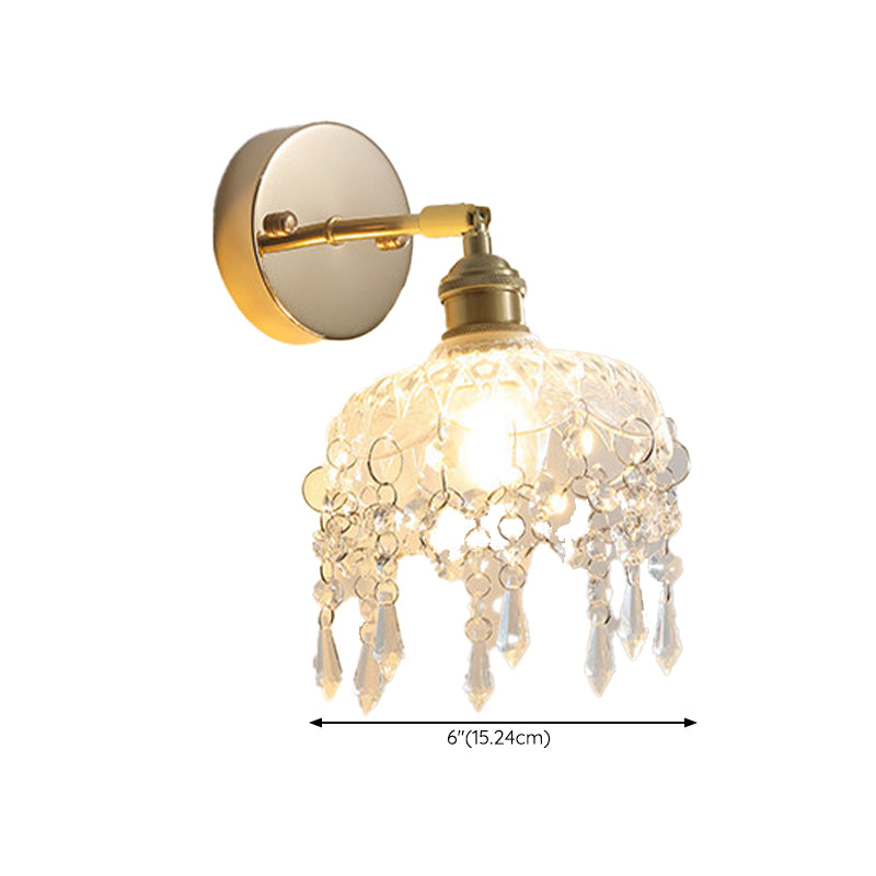 Postmodern Minimalist Golden Wall Light Sconce with Crystal for Washroom