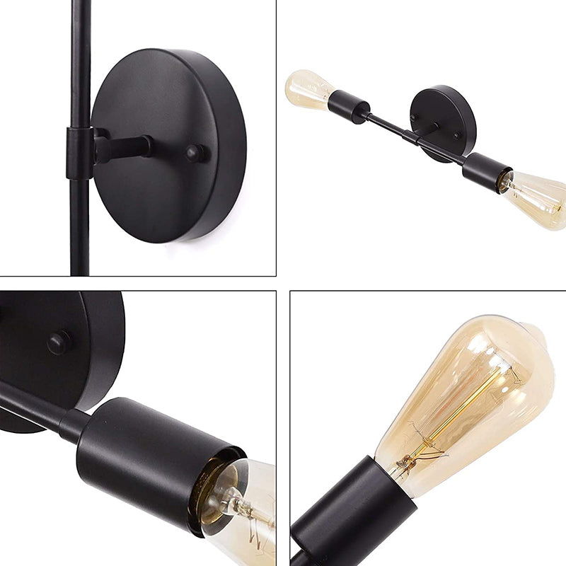 Modern Minimalist Golden and Black Metal Wall Light Sconce for Washroom