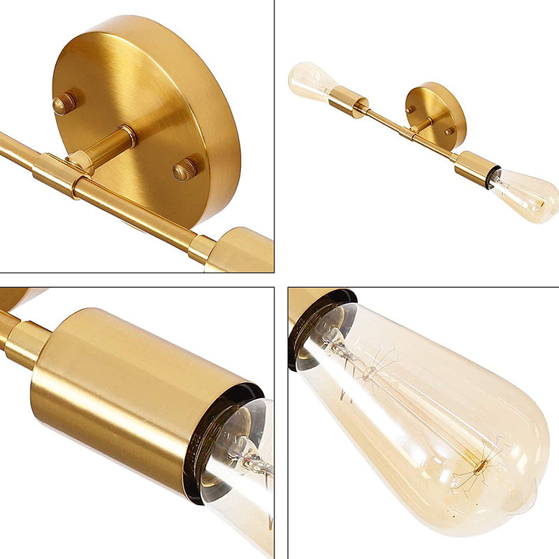 Modern Minimalist Golden and Black Metal Wall Light Sconce for Washroom