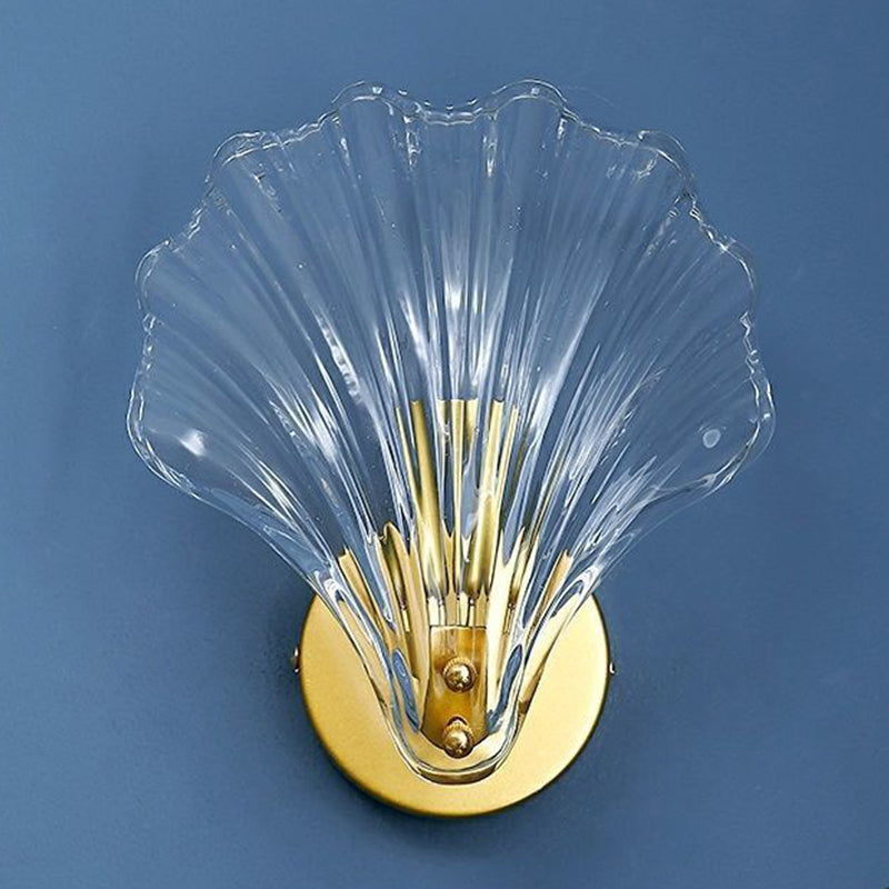 Shell Shape Glass Vanity Lights Modern Style 1 Light Vanity Light Fixtures in Gold