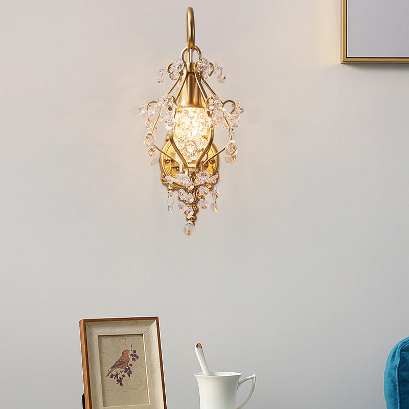 Unique Shape Metal Mirror Wall Light Modern Style 1 Light Mirror Wall Light Sconce in Gold