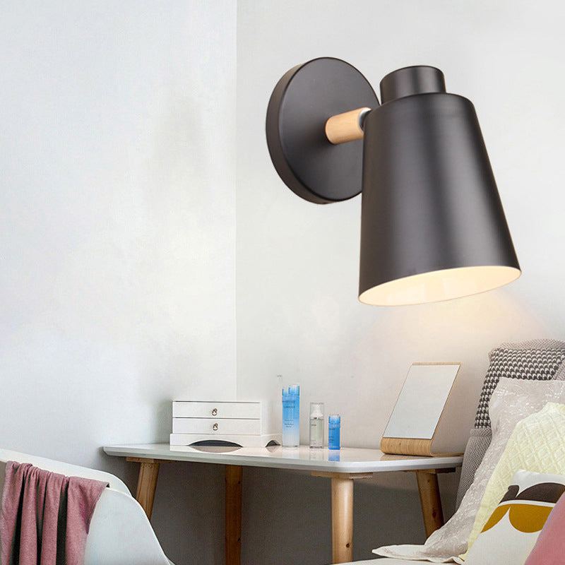 Contemporary Single Black/White Bathroom Vanity Light Shaded Bath Bar with Metal