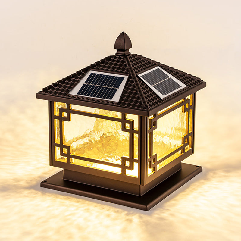 Modern Minimalist LED Solar Lighting Fixture with Glass Shade for Garden