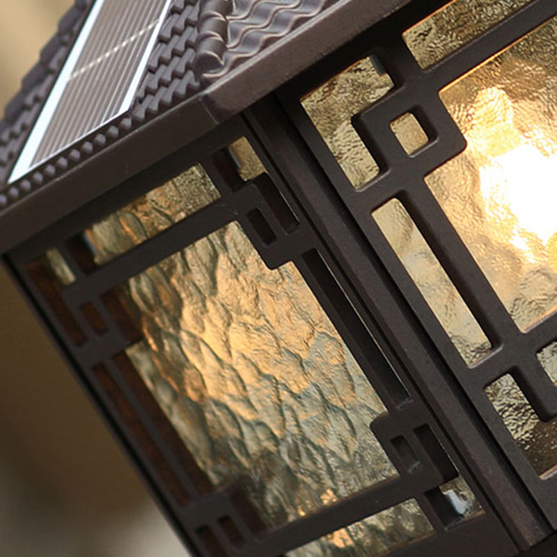 Modern Minimalist LED Solar Lighting Fixture with Glass Shade for Garden